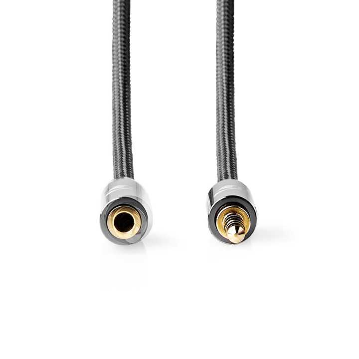 Cablu audio Jack stereo 3.5 mm tata - 3.5 mm mama Nedis 2m gri metal