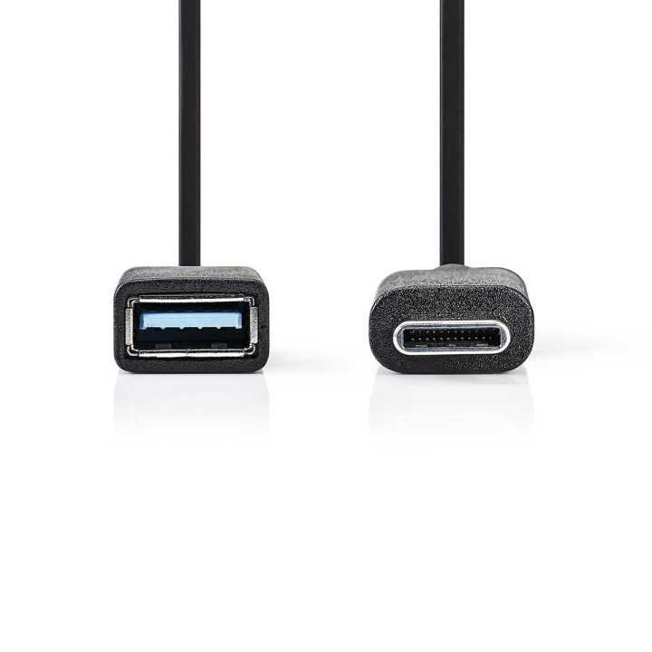 Cablu USB 3.0 mama - USB Type C tata 0.15m negru NEDIS