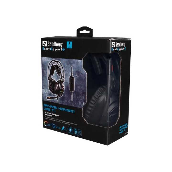 Casti Gaming Sandberg 126-08 Savage 7.1 USB Microfon RGB