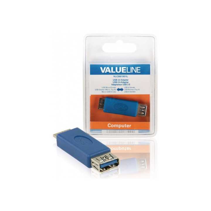 Adaptor USB 3.0 Micro USB B tata 3.0 - USB A mama 3.0 albastru VALUELINE