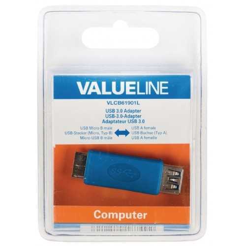 Adaptor USB 3.0 Micro USB B tata 3.0 - USB A mama 3.0 albastru VALUELINE