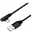 Cablu USB 2.0 A mufa - USB Type C mufa in unghi 1m negru LOGILINK CU0138