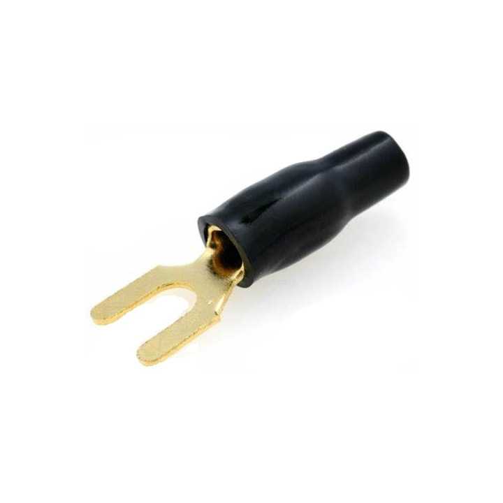 Papuc Terminal tip furca 5mm2 M4 aurit izolat negru ACV 30.4440-03