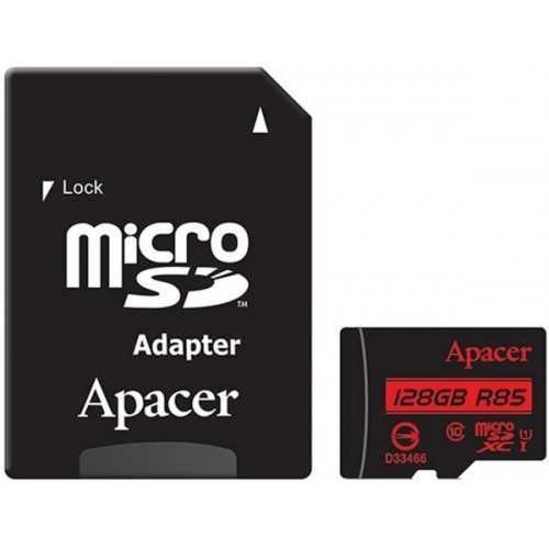Card microSDXC UHS-I Apacer 128GB R85 clasa10 cu adaptor SD citire 85MB/s