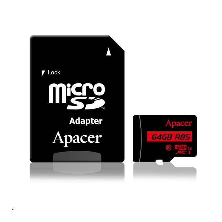 Card microSDXC UHS-I Apacer 64GB clasa10 cu adaptor SD
