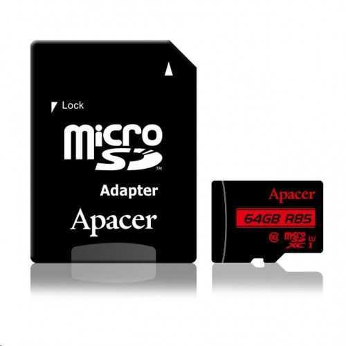 Card microSDXC UHS-I Apacer 64GB clasa10 cu adaptor SD