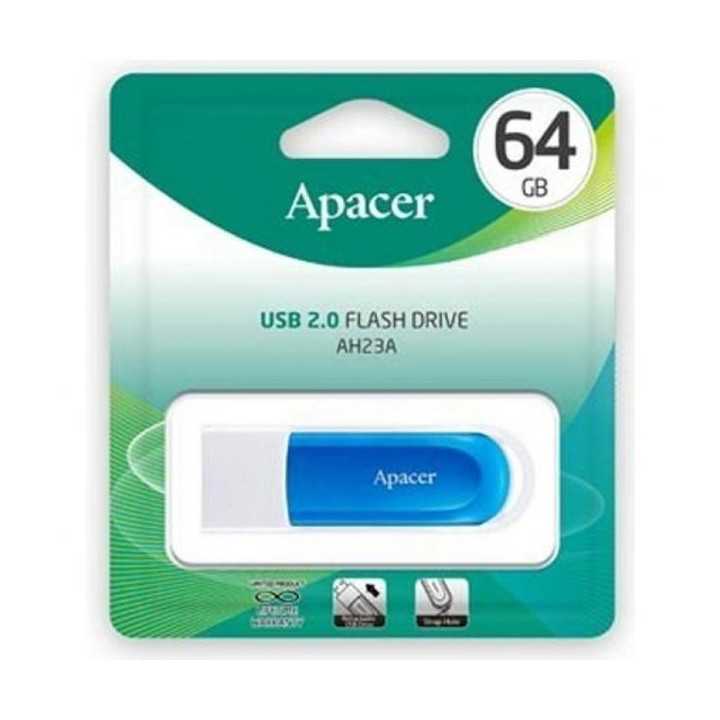 Memorie flash USB 2.0 64GB retractabila albastru Apacer AH23ABE