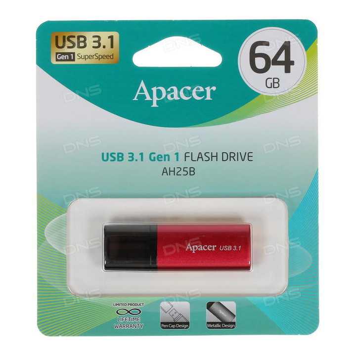 Memorie flash USB 3.2 64GB Apacer rosu AH25B