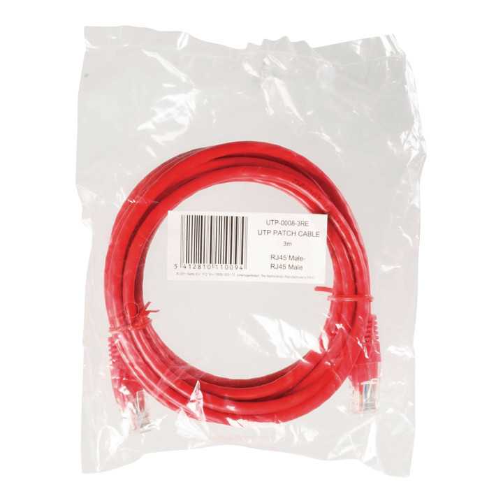 Cablu UTP CAT5e mufat 3m patch cord rosu