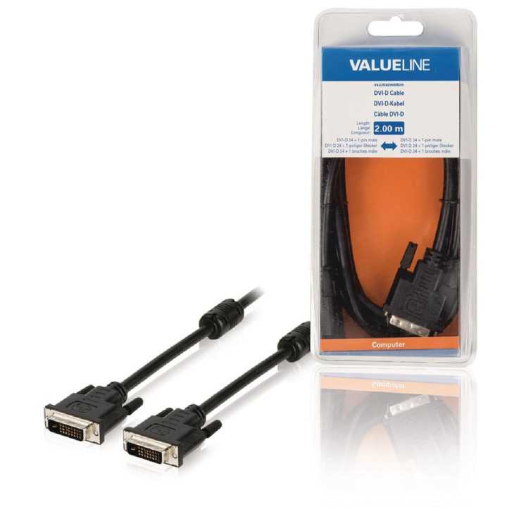 Cablu DVI-D 24+1-pin tata - DVI-D 24+1-pin tata 2m VALUELINE