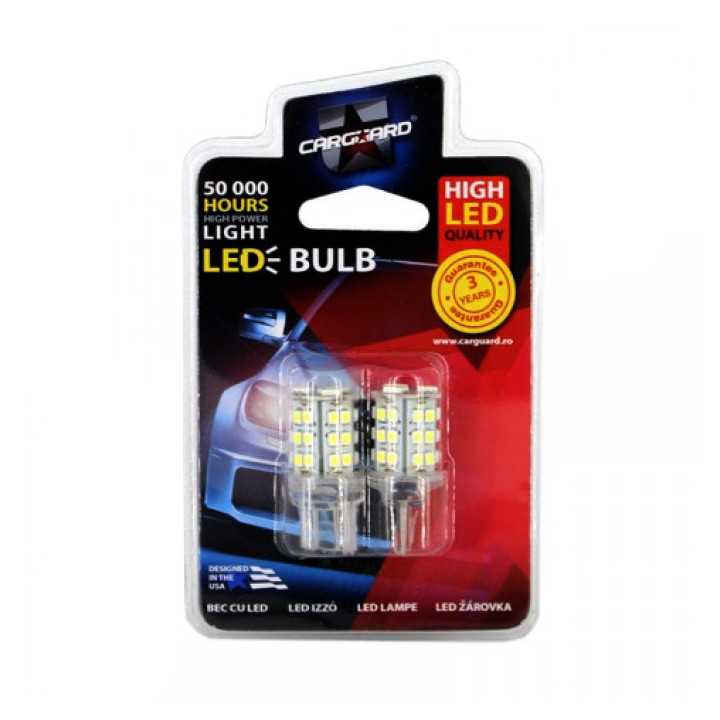 Set 2 becuri LED auto 12V 4W 255lm T20 pentru lumina de zi CLD021
