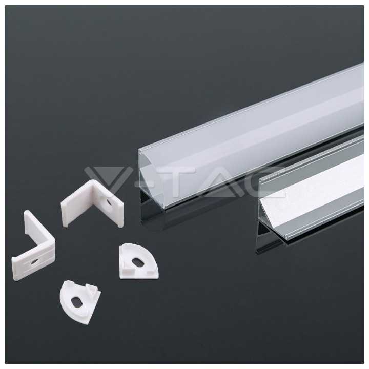 Profil aluminu rotunjit pentru banda LED 2m 15.8mm x 15.8mm V-TAC