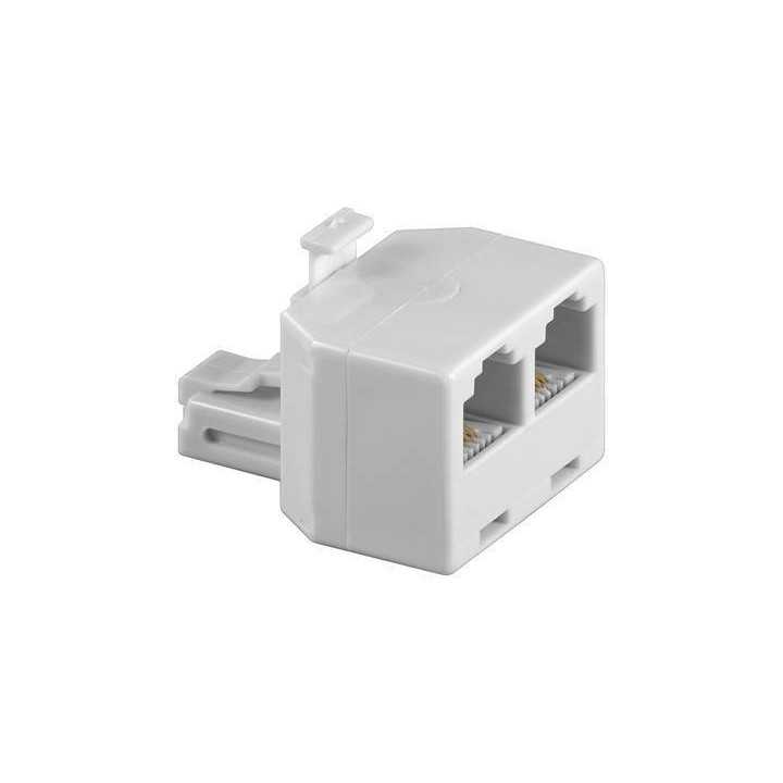 Adaptor RJ11 tata la 2x RJ11 mama alb Goobay