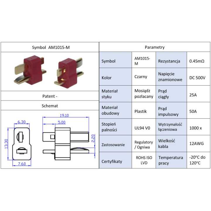 Mufa alimentare AM-1015 DC tata PIN 2 pe cablu lipite 25A AMASS