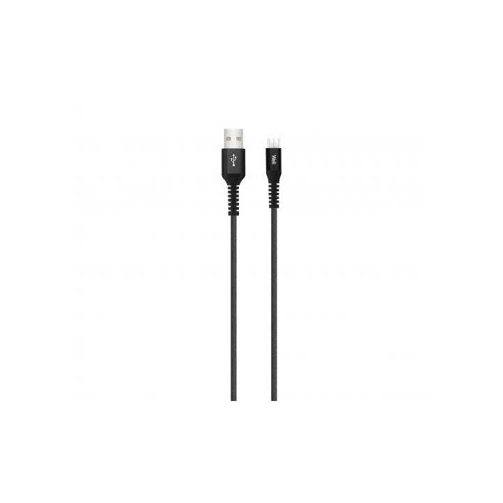 Cablu de date si incarcare micro USB 2.1A 1m Well negru