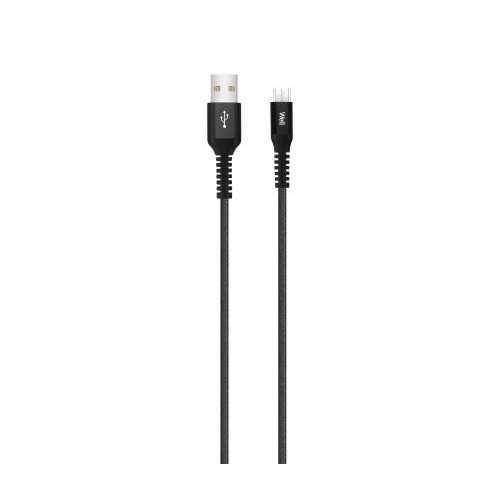 Cablu de date si incarcare micro USB 2.1A 1m Well negru