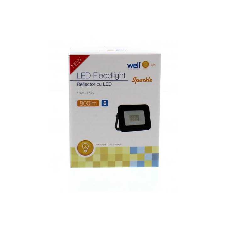 Proiector LED 10W 900lm IP65 4000K negru Well