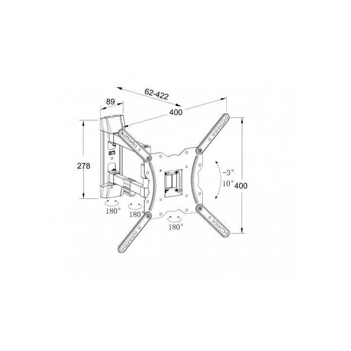 Suport TV LCD reglabil 3 brate de perete 23"- 55" Well