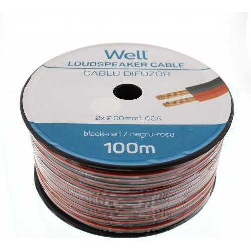 Cablu difuzor CCA rosu/negru 2x2mm Well