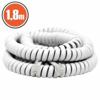 Cablu telefon-receptor spiralat RJ10 4P/4C 1.8m alb