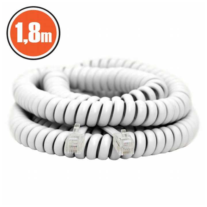 Cablu telefon-receptor spiralat RJ10 4P/4C 1.8m alb