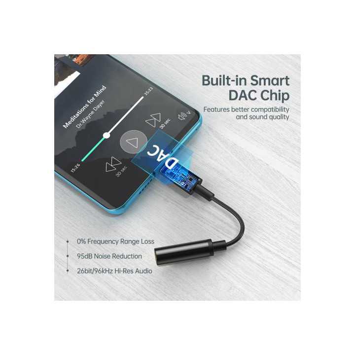 Cablu adaptor USB Type C - Jack 3.5 mm mama casti Choetech AUX003