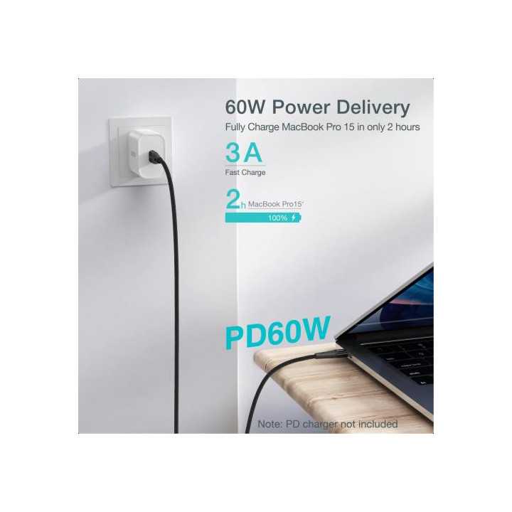 Cablu USB Type C - USB Type C Choetech XCC-1003 PD 60W 1.2m negru