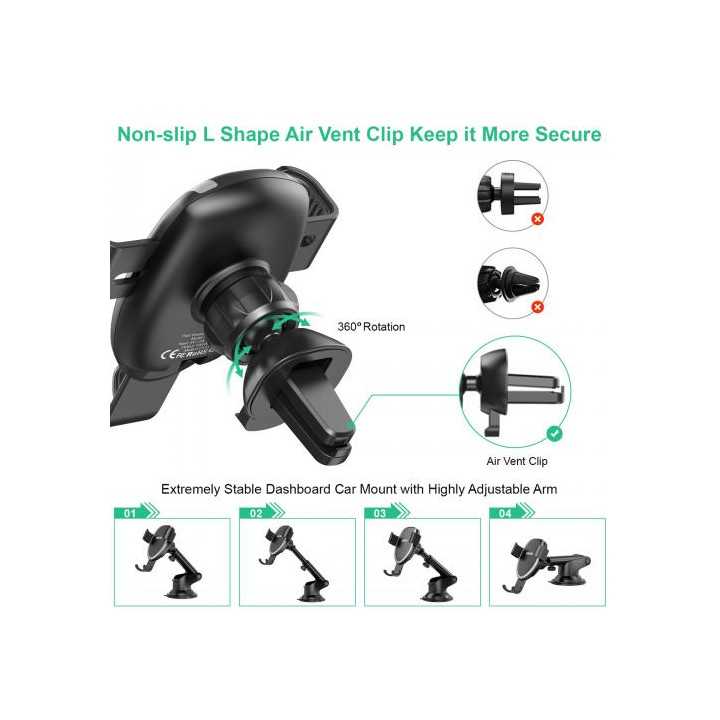 Suport telefon cu incarcare wireless 10W/ 7.5W/ 5W Choetech T536-S