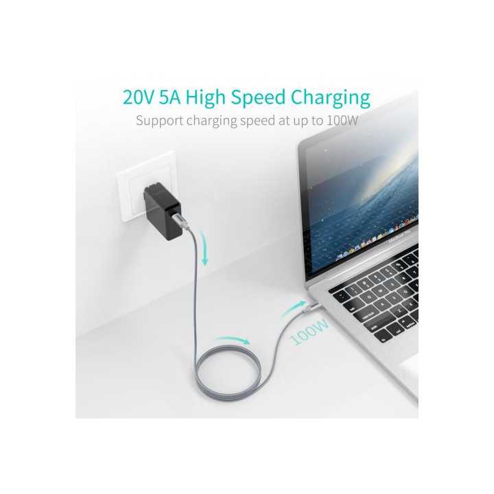 Cablu USB Type C - USB Type C PD 100W 1.8m gri Choetech XCC-1002-GY
