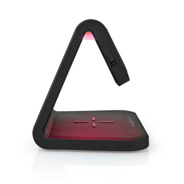 Ceas cu alarma Nedis incarcator wireless certificat Qi iluminare multicolora negru