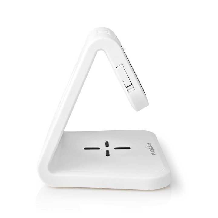 Ceas cu alarma Nedis incarcator wireless certificat Qi iluminare multicolora alb