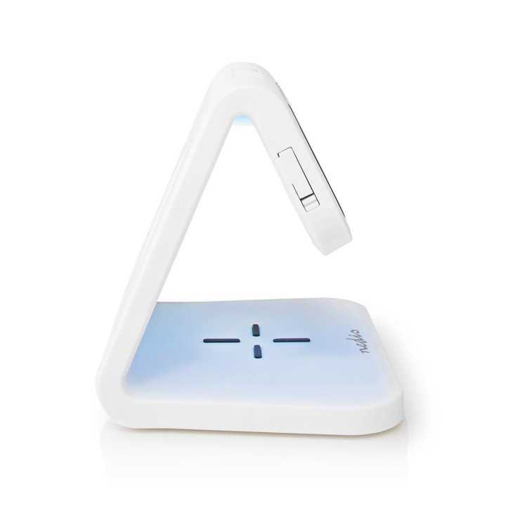 Ceas cu alarma Nedis incarcator wireless certificat Qi iluminare multicolora alb