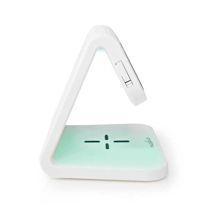 Ceas cu alarma Nedis incarcator wireless certificat Qi iluminare multicolora alb