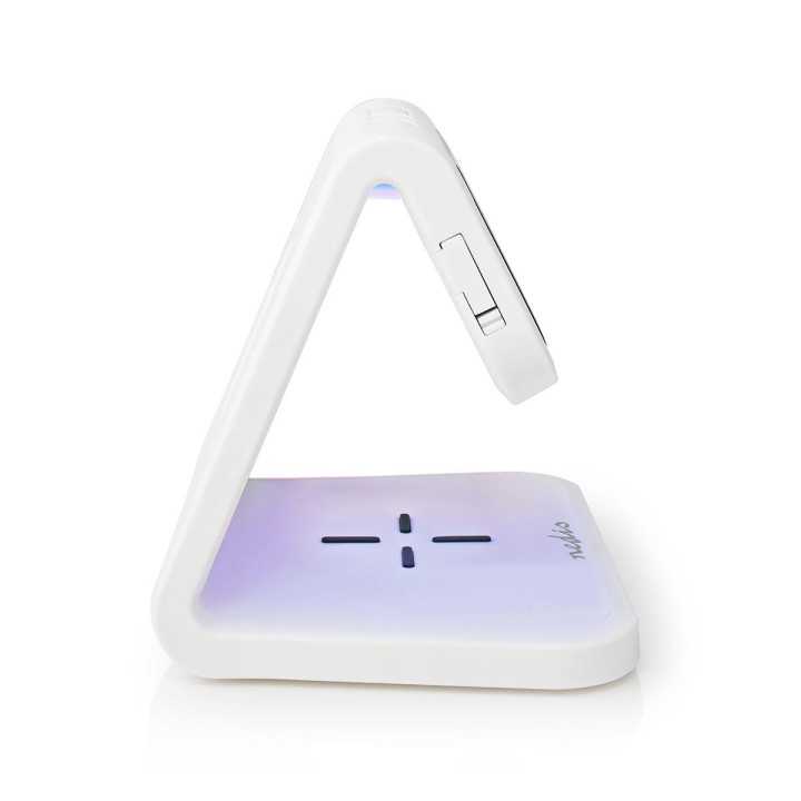 Ceas cu alarma Nedis incarcator wireless certificat Qi iluminare multicolora alb