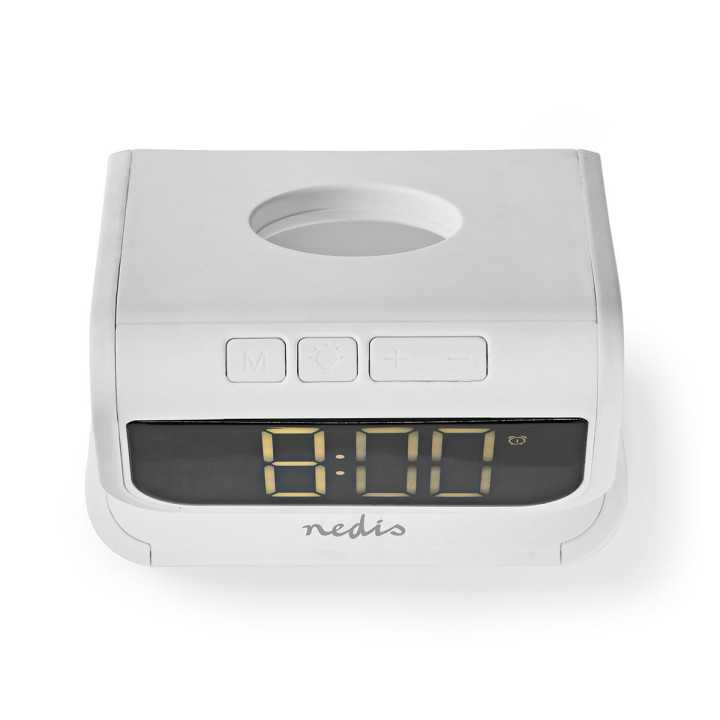 Ceas cu alarma Nedis incarcator wireless certificat Qi iluminare multicolora alb