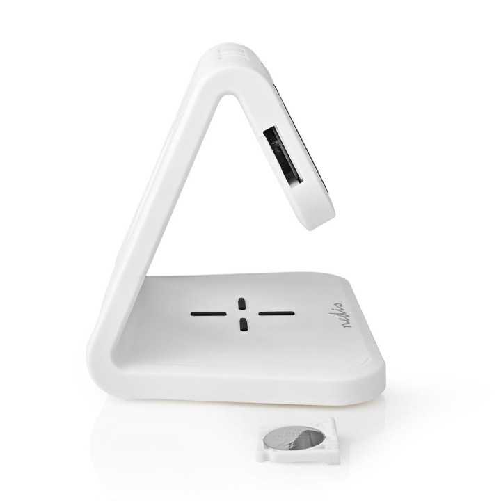 Ceas cu alarma Nedis incarcator wireless certificat Qi iluminare multicolora alb