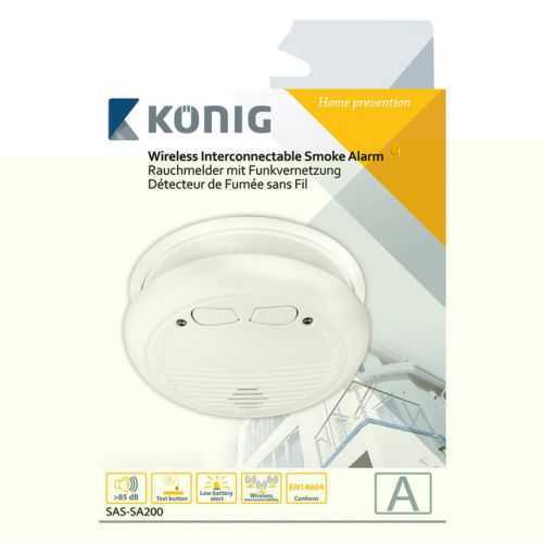 Detector de fum cu alarma interconectabila wireless Konig