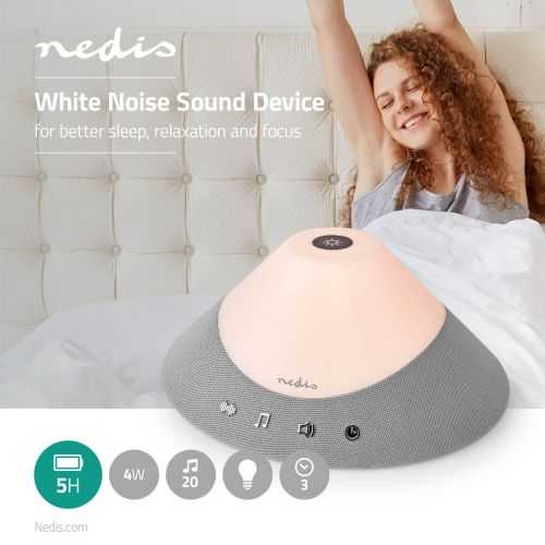 Dispozitiv de adormire prin generare zgomot alb Nedis 4W pana la 5 ore de redare temporizator