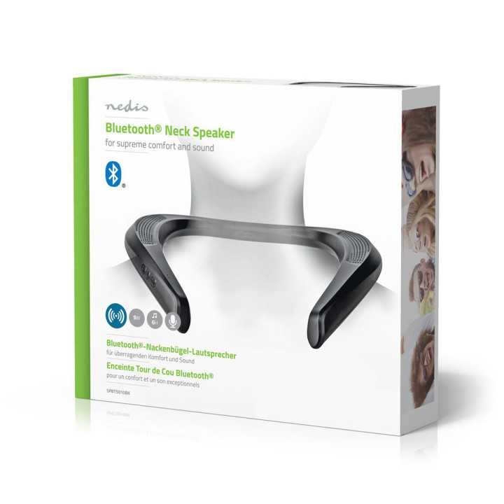 Boxa portabila pe gat Nedis Bluetooth 2x4.5W redare pana la 6 ore negru