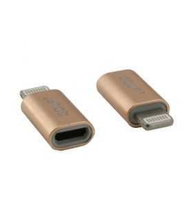 Adaptor conector mama Micro USB - iPhone Ligtning tata auriu Golf