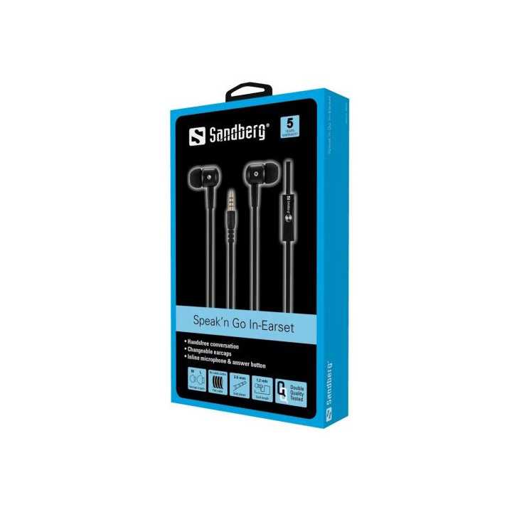 Casti audio in-ear cu fir Sandberg 125-62 microfon negru