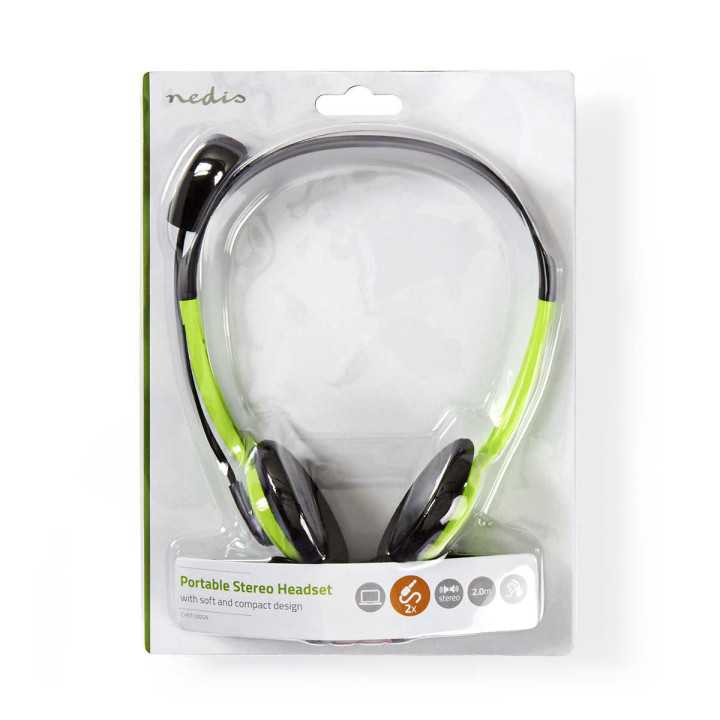 Casti PC On-Ear Nedis 2x3.5mm 2m verde cu microfon