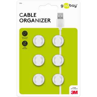 Cleme pentru gestionarea cablurilor cu 2 sloturi Goobay set 6buc alb