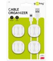 Cleme pentru gestionarea cablurilor cu 3 sloturi Goobay set 4buc alb