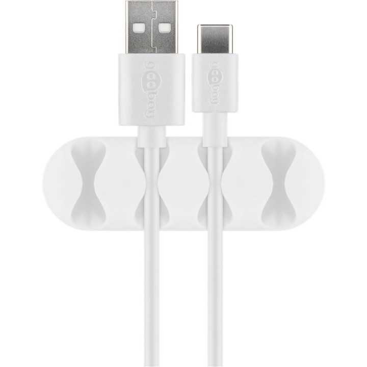 Cleme pentru gestionarea cablurilor cu 4 sloturi Goobay set 2buc alb