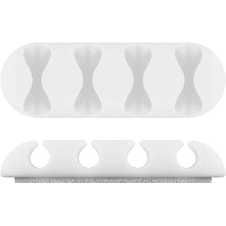 Cleme pentru gestionarea cablurilor cu 4 sloturi Goobay set 2buc alb