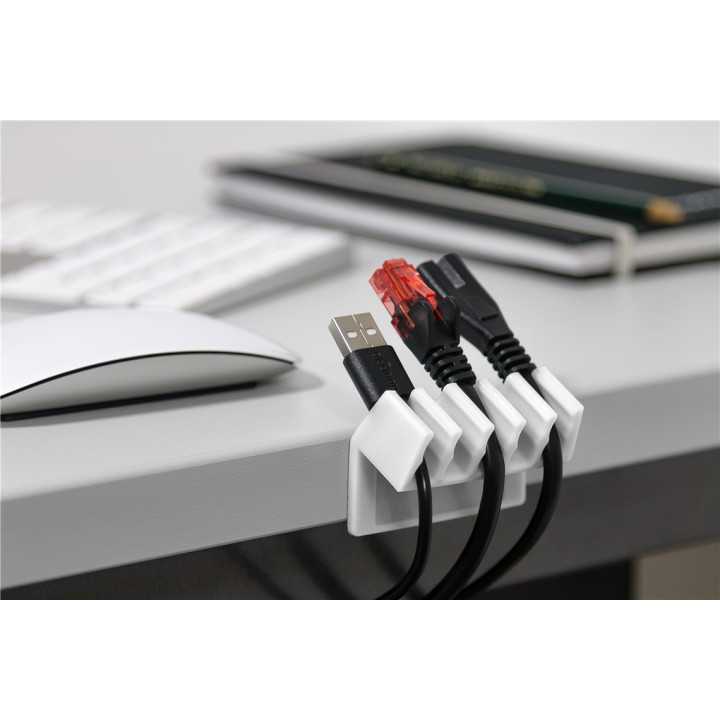 Cleme pentru gestionarea cablurilor cu 5 sloturi Goobay set 2buc alb