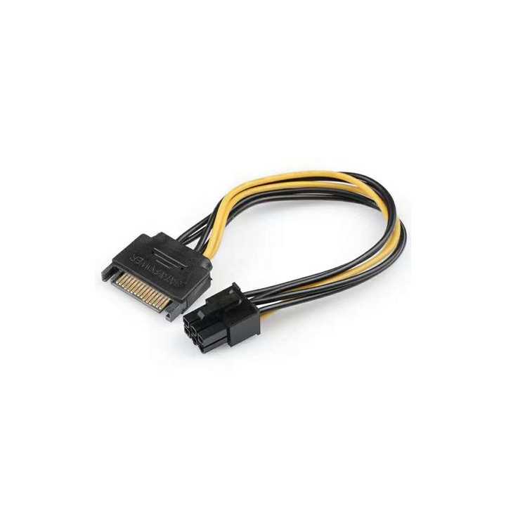 Cablu adaptor alimentare placa video PCIE 6 pini - SATA tata 0.2m