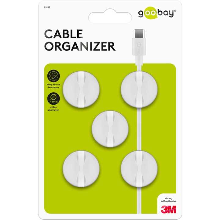 Set organizator cabluri 5 buc alb Goobay