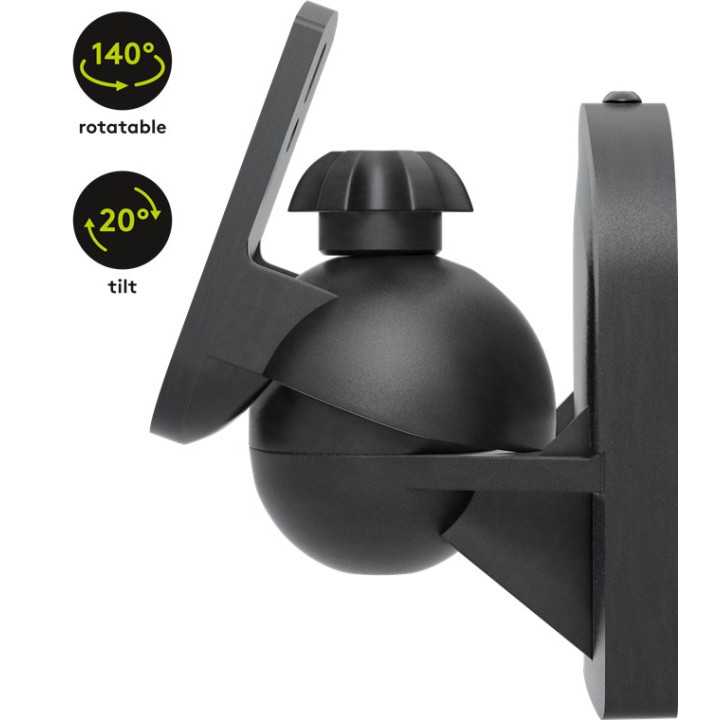 Suport universal pentru difuzor Goobay 2buc montare pe perete regblabil max. 3.5kg negru